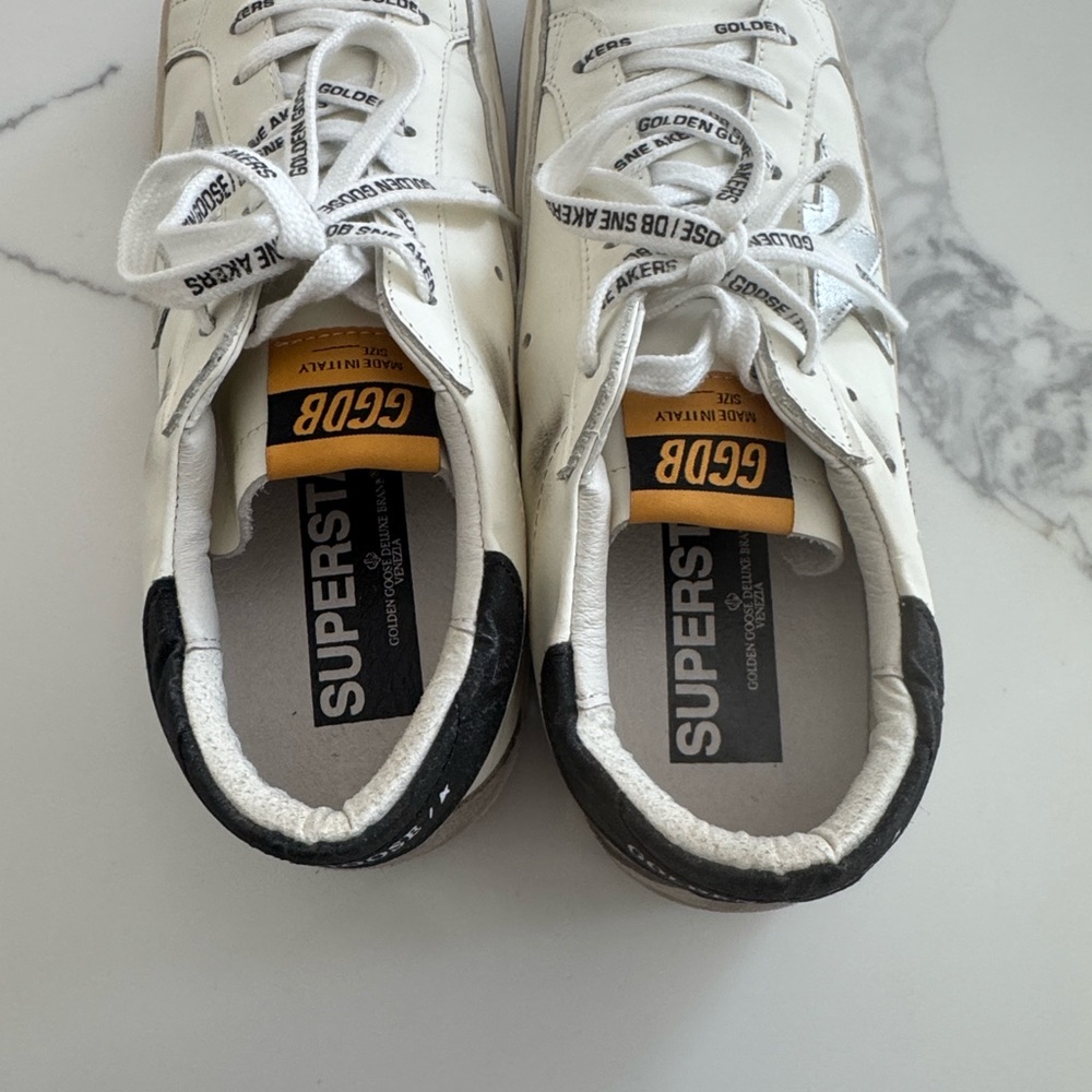 Golden Goose White and Black Star Sneakers - Picture 5 of 6